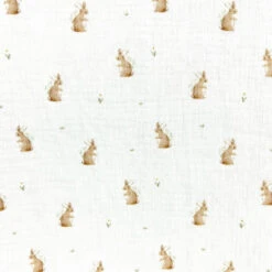 Bunny Print Double Gauze Cotton Fabric - Breathable Soft Muslin