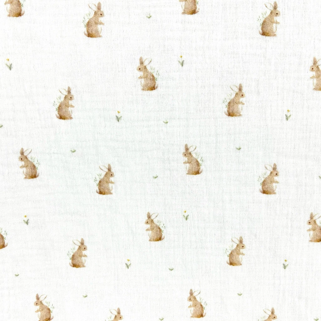 Bunny Print Double Gauze Cotton Fabric - Breathable Soft Muslin 1 Bunny Print Double Gauze Cotton Fabric - Breathable Soft Muslin