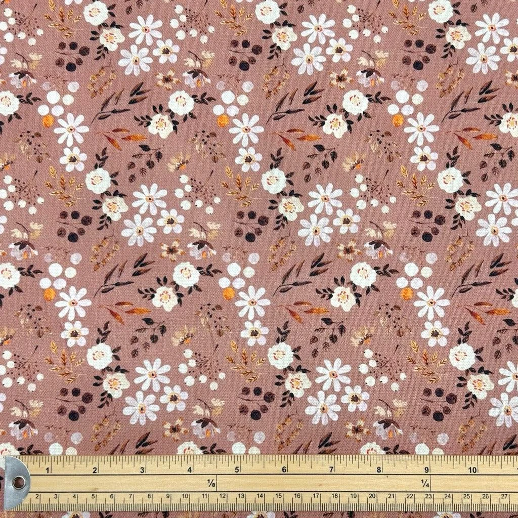 Floral Cotton Canvas Fabric - Dusky Pink Oeko-Tex Certified 100% Cotton 2 Floral Cotton Canvas Fabric - Dusky Pink Oeko-Tex Certified 100% Cotton - Image 2