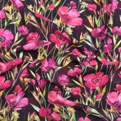Floral Viscose Challis Fabric - Pink and Purple Flowers on Black Rayon 5 Floral Viscose Challis Fabric - Pink and Purple Flowers on Black Rayon -Pound Fabrics Sale Store 71F58DA2 A5CA 4480 80F9 105C69A80741