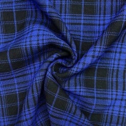Blue and Black Checkered Suiting Fabric - Professional 210gsm Polyester