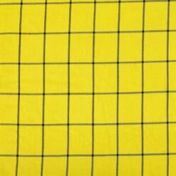 Premium Yellow and Black Checkered PolyViscose Fabric