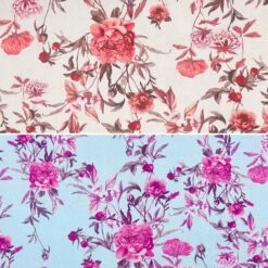 Floral Roses Linen Blend Fabric for Dressmaking - Roses In Bloom