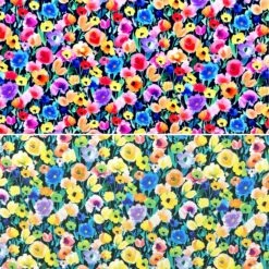 Electric Garden Floral Viscose Challis Fabric for Summer Dressmaking