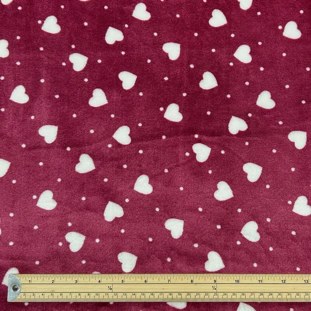 Ultra Soft Hearts and Dots Cuddle Fleece Fabric - 280gsm 2 Ultra Soft Hearts and Dots Cuddle Fleece Fabric - 280gsm - Image 2