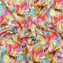 Viscose Challis Fabric - Vibrant Tulip Garden Floral Print for Summer Sewing 5 Viscose Challis Fabric - Vibrant Tulip Garden Floral Print for Summer Sewing -Pound Fabrics Sale Store 78797FE4 7A1A 469C B327 0CFA1E60FCF5