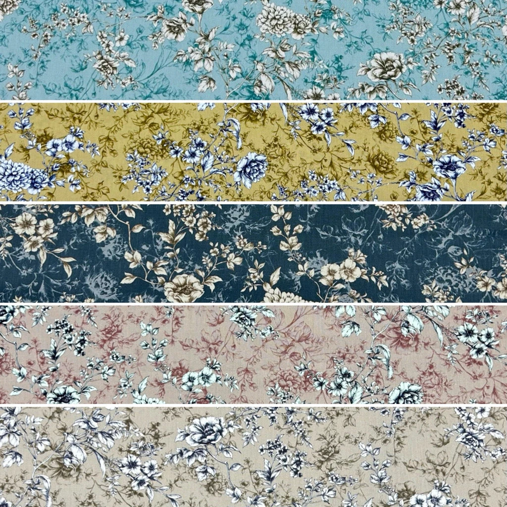 Rose & Hubble Graceful Meadow Floral Cotton Poplin Fabric 1 Rose & Hubble Graceful Meadow Floral Cotton Poplin Fabric