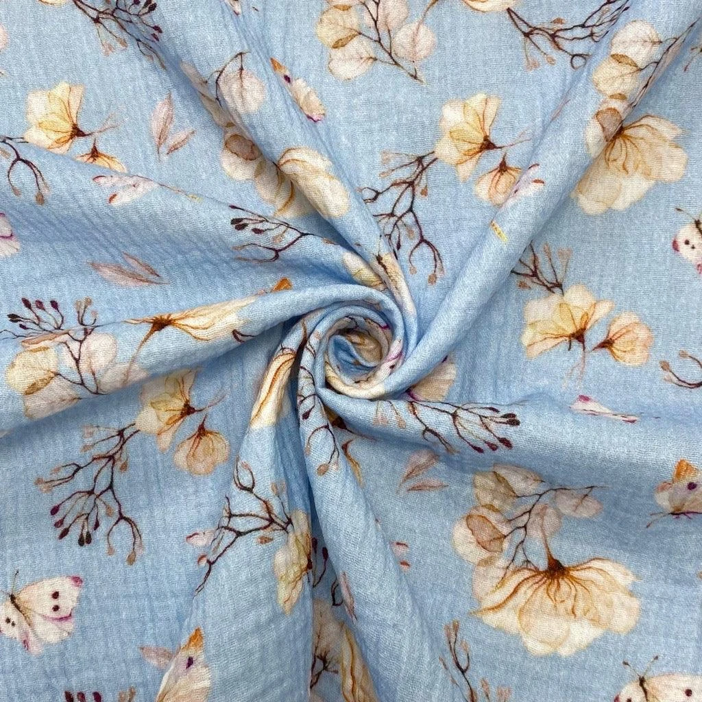 Floral & Butterfly Cotton Double Gauze Fabric 4 Floral & Butterfly Cotton Double Gauze Fabric - Image 4