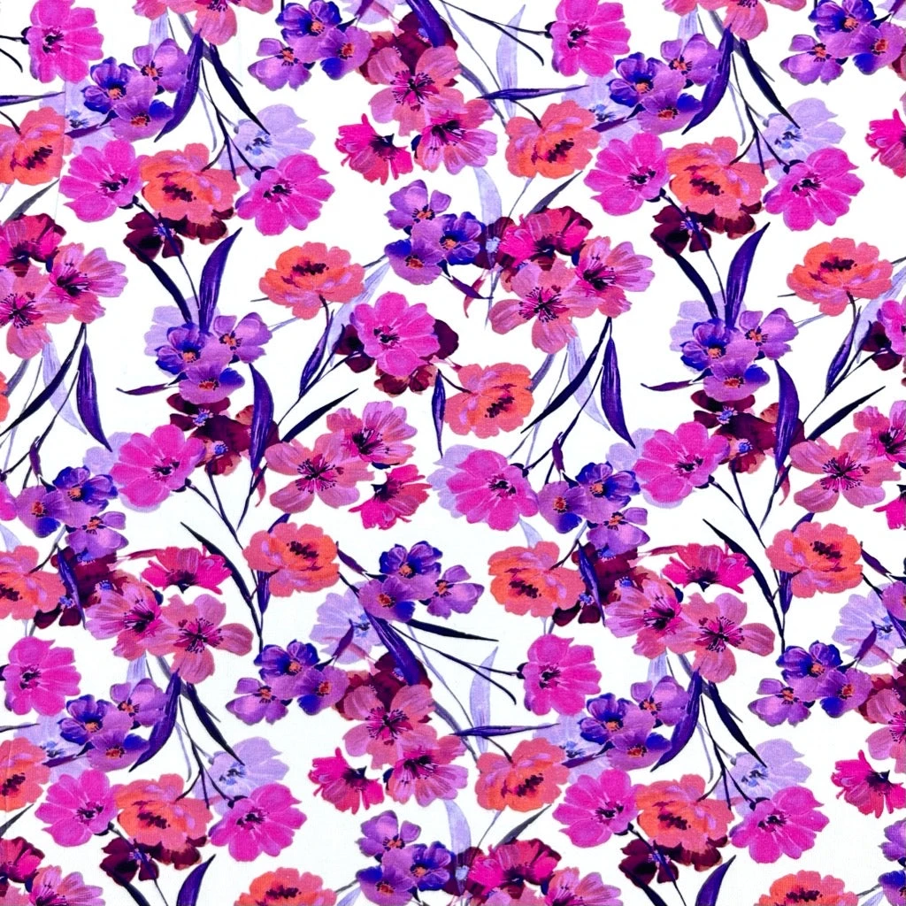 Floral Cotton Jersey Fabric - Premium Oeko-Tex Certified Stretch Cotton Lycra 3 Floral Cotton Jersey Fabric - Premium Oeko-Tex Certified Stretch Cotton Lycra - Image 3
