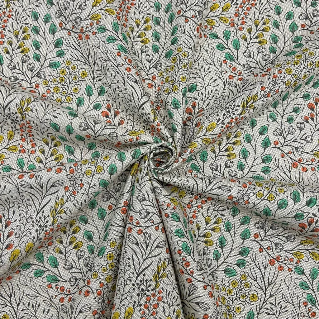 Floral Digital Print Linen Look Polycotton Fabric for Curtains & Crafting 4 Floral Digital Print Linen Look Polycotton Fabric for Curtains & Crafting - Image 4