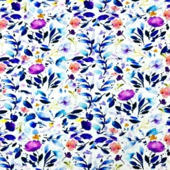 Purple Floral Stretch Viscose Twill Fabric - Premium Dressmaking Material