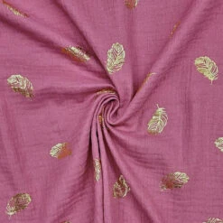 Gold Leaf On Dusky Pink Double Gauze Fabric
