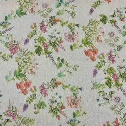 Botanical Garden Floral Linen Look Polycotton Fabric for Curtains and Craft