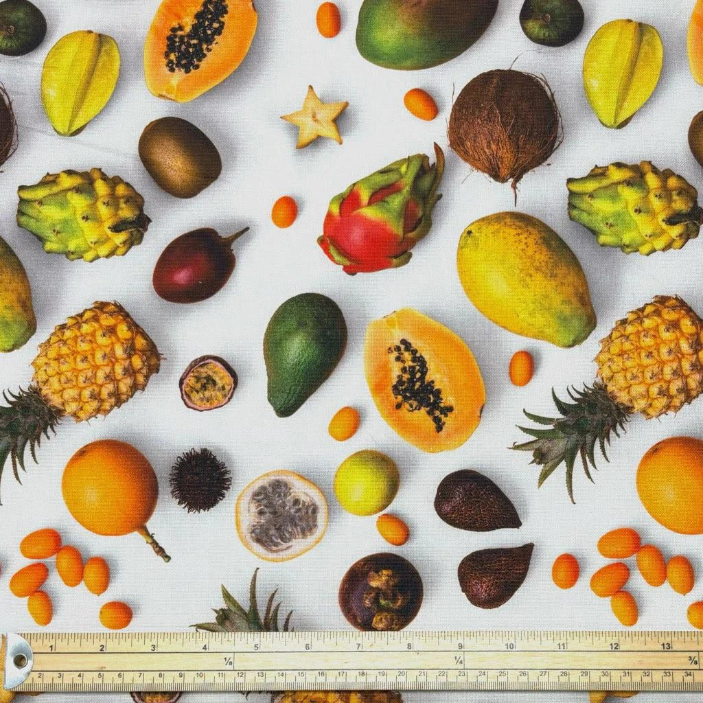 Tropical Fruit Digital Print Cotton Canvas Fabric - Oeko-Tex Certified 2 Tropical Fruit Digital Print Cotton Canvas Fabric - Oeko-Tex Certified - Image 2