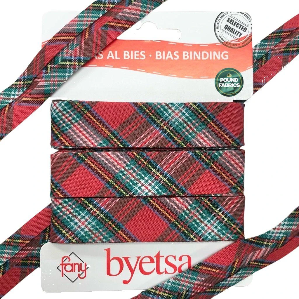 Tartan Polycotton Bias Binding Tape - 18mm x 5m Sewing Trim 1 Tartan Polycotton Bias Binding Tape - 18mm x 5m Sewing Trim