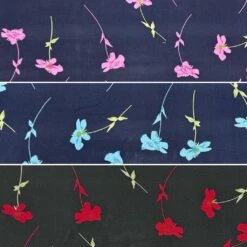 Falling Flowers Viscose Challis Fabric - Premium Floral Print Dressmaking Material