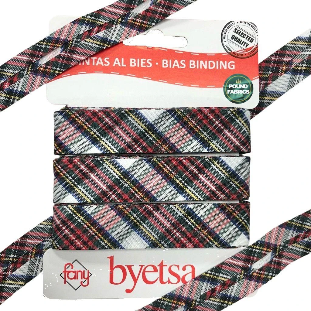 Tartan Polycotton Bias Binding Tape - 18mm x 5m Sewing Trim 2 Tartan Polycotton Bias Binding Tape - 18mm x 5m Sewing Trim - Image 2