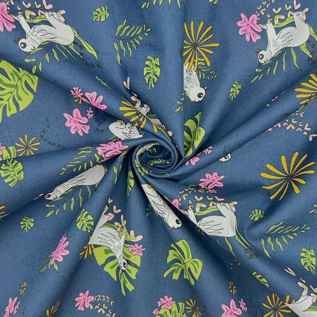 Lemur Blossom Print Cotton Poplin Fabric - Oeko-Tex Certified Dressmaking Cotton 8 Lemur Blossom Print Cotton Poplin Fabric - Oeko-Tex Certified Dressmaking Cotton - Image 8