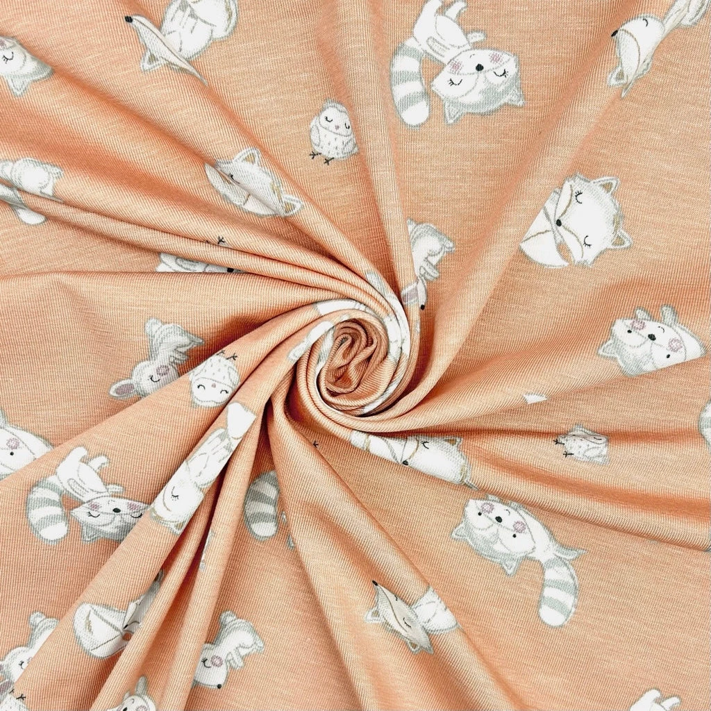 Woodland Animals Bamboo Cotton Jersey Fabric - Soft 4-Way Stretch Knit 4 Woodland Animals Bamboo Cotton Jersey Fabric - Soft 4-Way Stretch Knit - Image 4