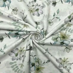 Floral Organic Cotton Jersey Fabric - Flower Haven White Stretch -Pound Fabrics Sale Store 88B0A703 6316 400E B572 0849DC8A9061