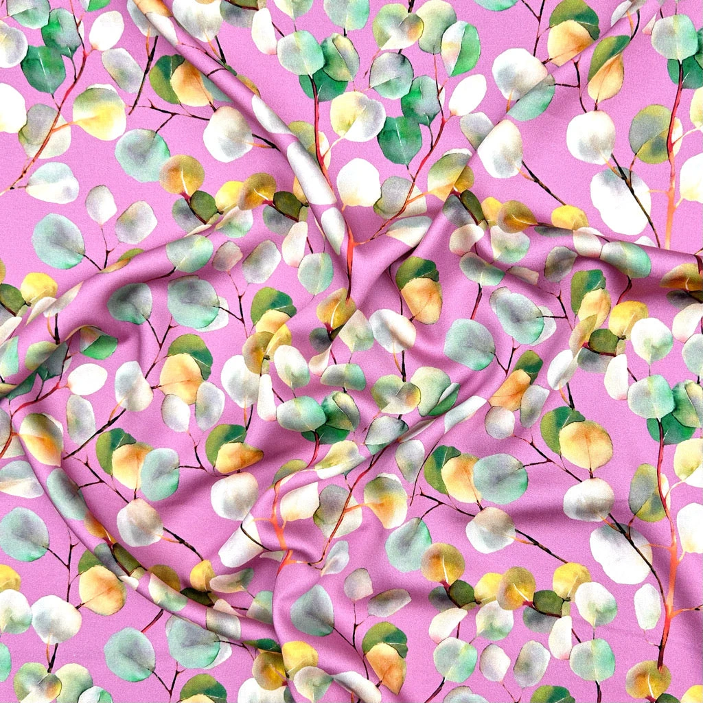 Viscose Satin Fabric Leaf Print - Premium Soft Floral Dressmaking Material 6 Viscose Satin Fabric Leaf Print - Premium Soft Floral Dressmaking Material - Image 6