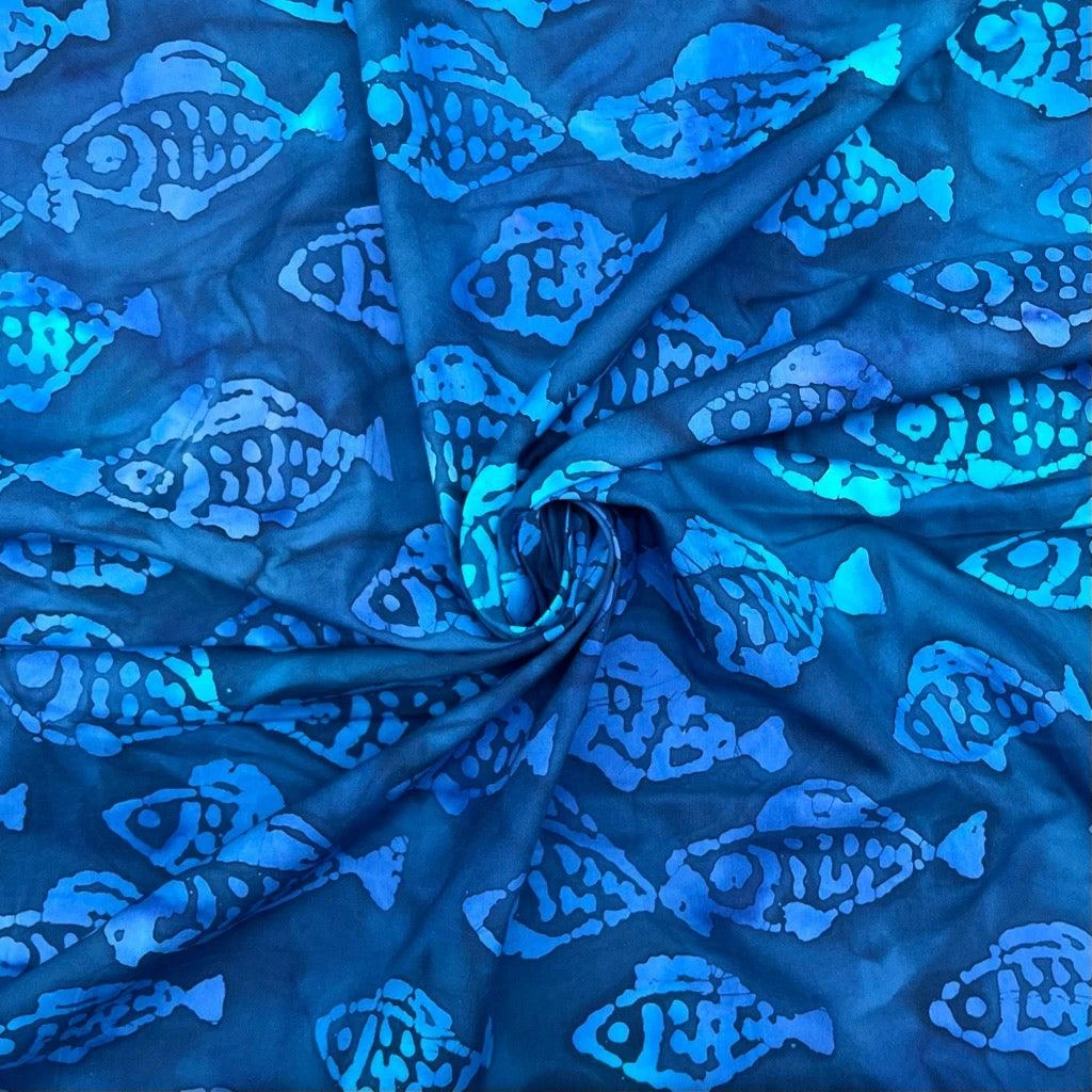 John Louden Fish Cotton Batik Fabric - Hand-Printed 100% Cotton 4 John Louden Fish Cotton Batik Fabric - Hand-Printed 100% Cotton - Image 4