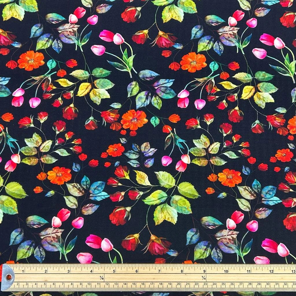Floral Spring Garden Viscose Challis Fabric - Premium Rayon for Dressmaking 2 Floral Spring Garden Viscose Challis Fabric - Premium Rayon for Dressmaking - Image 2