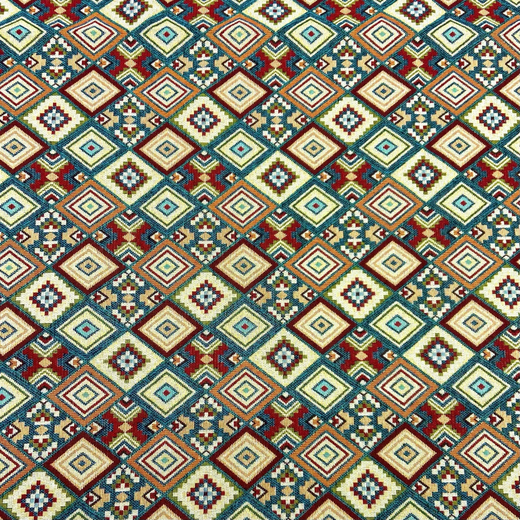 Aztec Tapestry Fabric - Premium Woven Geometric Material for Upholstery and Curtains 1 Aztec Tapestry Fabric - Premium Woven Geometric Material for Upholstery and Curtains