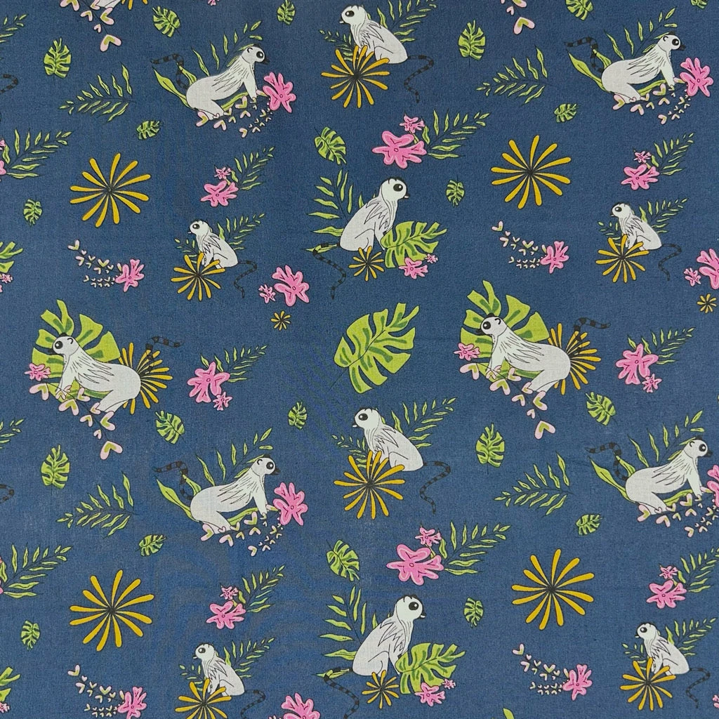Lemur Blossom Print Cotton Poplin Fabric - Oeko-Tex Certified Dressmaking Cotton 7 Lemur Blossom Print Cotton Poplin Fabric - Oeko-Tex Certified Dressmaking Cotton - Image 7