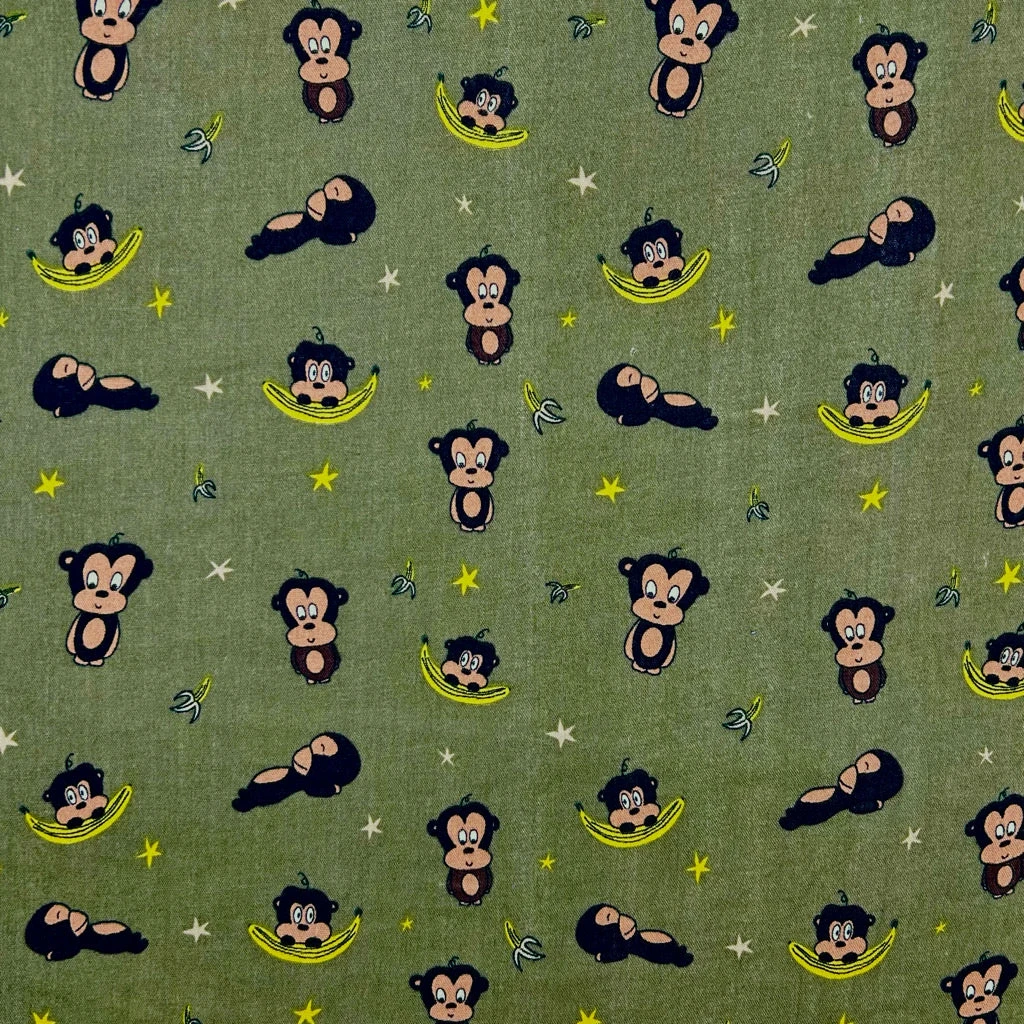 Monkey Print Double Gauze 100% Cotton Fabric for Baby & Apparel 3 Monkey Print Double Gauze 100% Cotton Fabric for Baby & Apparel - Image 3