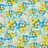 Floral Viscose Challis Fabric - Blue and Yellow Blooms Premium Rayon Material