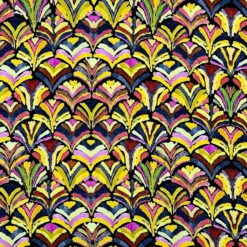 Art Deco Bloom Viscose Poplin Fabric for Dressmaking