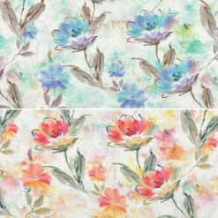 Soft Blossoms Linen Look Viscose Fabric