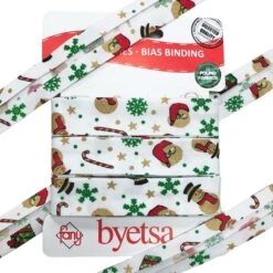Christmas Motif Polycotton Bias Binding Tape - 18mm Folded Sewing Trim (5m) 7 Christmas Motif Polycotton Bias Binding Tape - 18mm Folded Sewing Trim (5m) -Pound Fabrics Sale Store 93