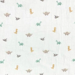 Dinosaur Print Double Gauze Fabric - 100% Cotton Muslin