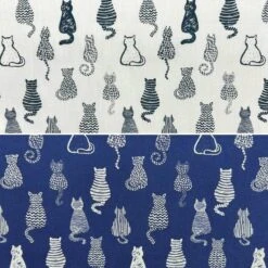 Rose & Hubble Striped Cats Cotton Poplin Fabric