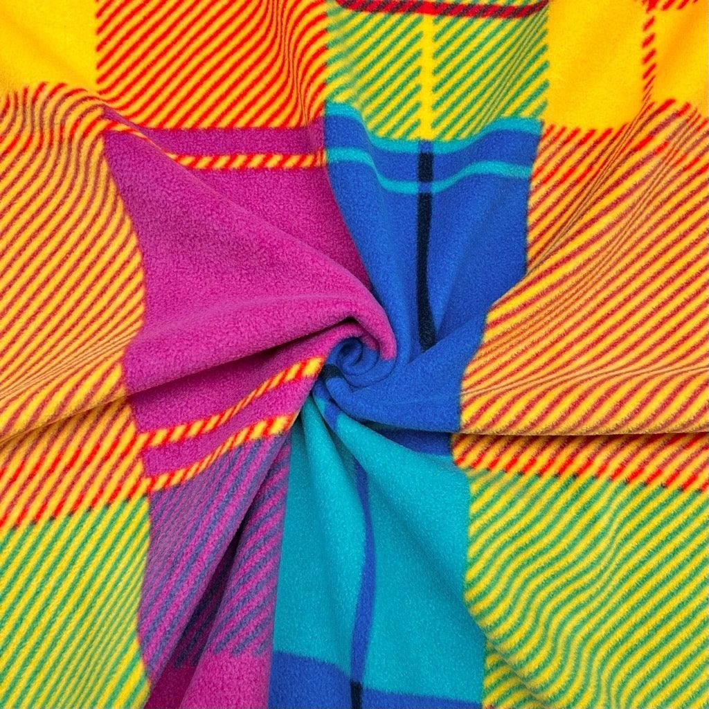 Anti Pill Polar Fleece Fabric - Multicoloured Blocks Check Design 3 Anti Pill Polar Fleece Fabric - Multicoloured Blocks Check Design - Image 3