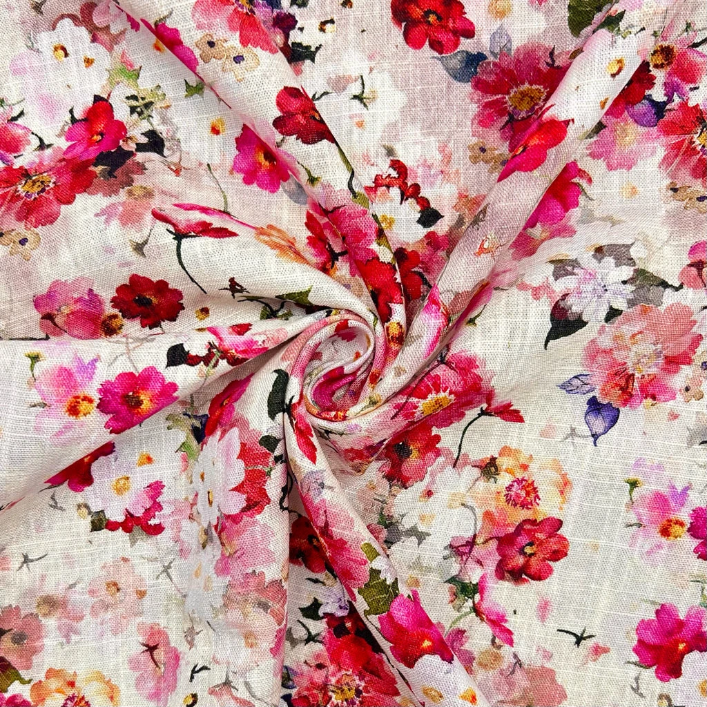 Floral Blossom Linen Viscose Fabric - Premium Summer Dress Material 3 Floral Blossom Linen Viscose Fabric - Premium Summer Dress Material - Image 3