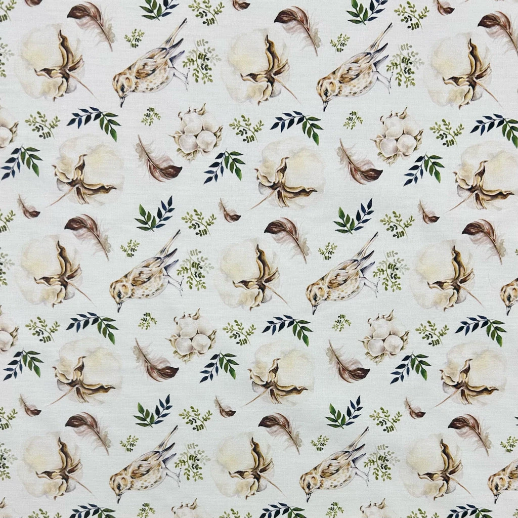 Bird Print Cotton Poplin Fabric - Oeko-Tex Certified 100% Cotton 1 Bird Print Cotton Poplin Fabric - Oeko-Tex Certified 100% Cotton