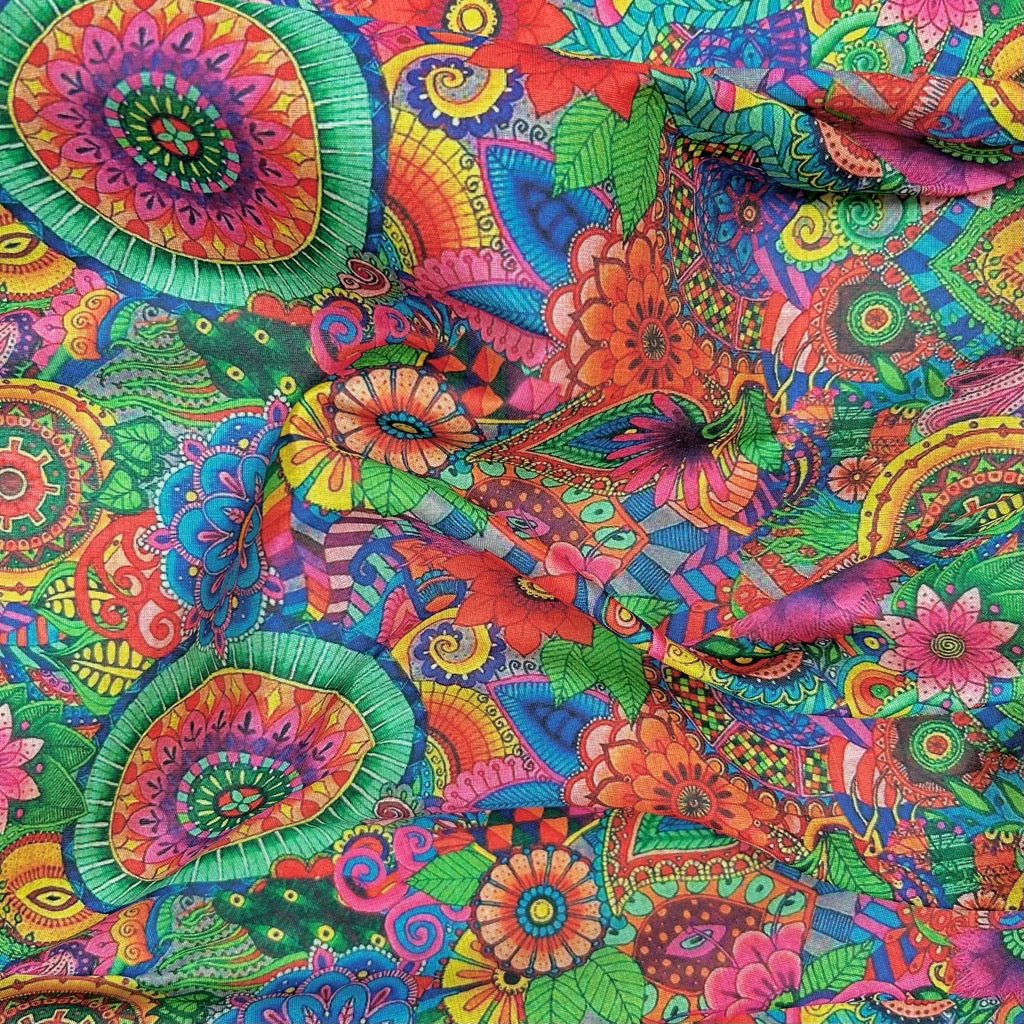 Colourful Whirl Faux Silk Fabric - Premium Lightweight Dressmaking Material 3 Colourful Whirl Faux Silk Fabric - Premium Lightweight Dressmaking Material - Image 3