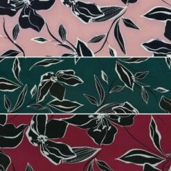 Black Floral Stretch Polyester Fabric for Elegant Dressmaking