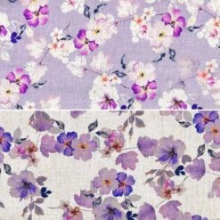 Lilac Blossom Floral Linen Viscose Blend Fabric - 54" Width