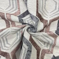 Abstract Tiles Upholstery & Curtain Fabric in Blue and Pink