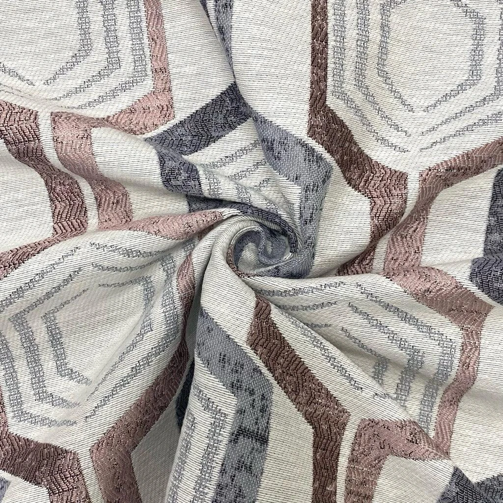 Abstract Tiles Upholstery & Curtain Fabric in Blue and Pink 1 Abstract Tiles Upholstery & Curtain Fabric in Blue and Pink