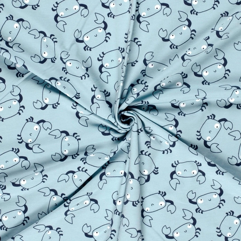 Little Crabs Cotton Jersey Fabric - Premium 4-Way Stretch Material 3 Little Crabs Cotton Jersey Fabric - Premium 4-Way Stretch Material - Image 3