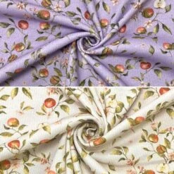 Apple Blossom Ribbed Knit Fabric - Premium Cotton Stretch Jersey
