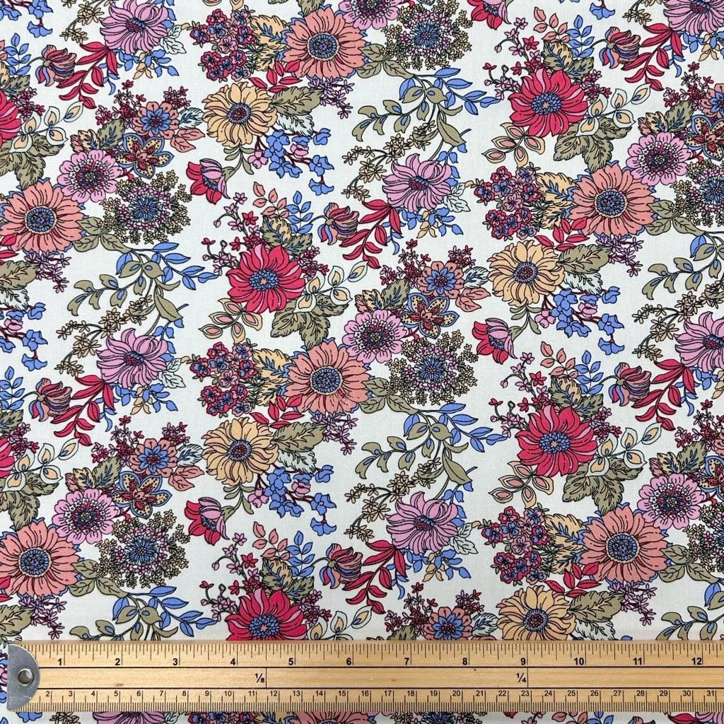 Rose & Hubble Floral Drawings Cotton Poplin Fabric 2 Rose & Hubble Floral Drawings Cotton Poplin Fabric - Image 2