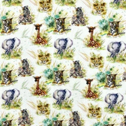 Jungle Safari Animal Print Cotton Poplin Fabric - 100% Pure Cotton