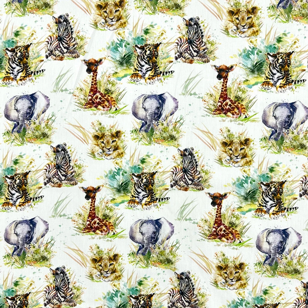 Jungle Safari Animal Print Cotton Poplin Fabric - 100% Pure Cotton 1 Jungle Safari Animal Print Cotton Poplin Fabric - 100% Pure Cotton