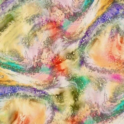 Abstract Waves Linen Blend Fabric - Vibrant Multicoloured Dressmaking Material